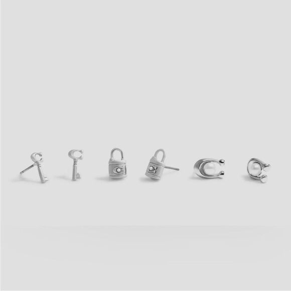 Coach Silver Earring Set NWT in box - Picture 4 of 7